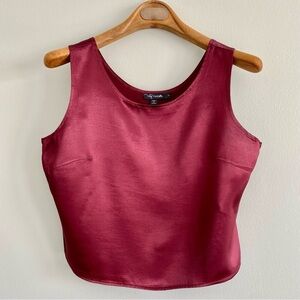 My Michelle Burgundy Sleeveless Satin Tank Size Large